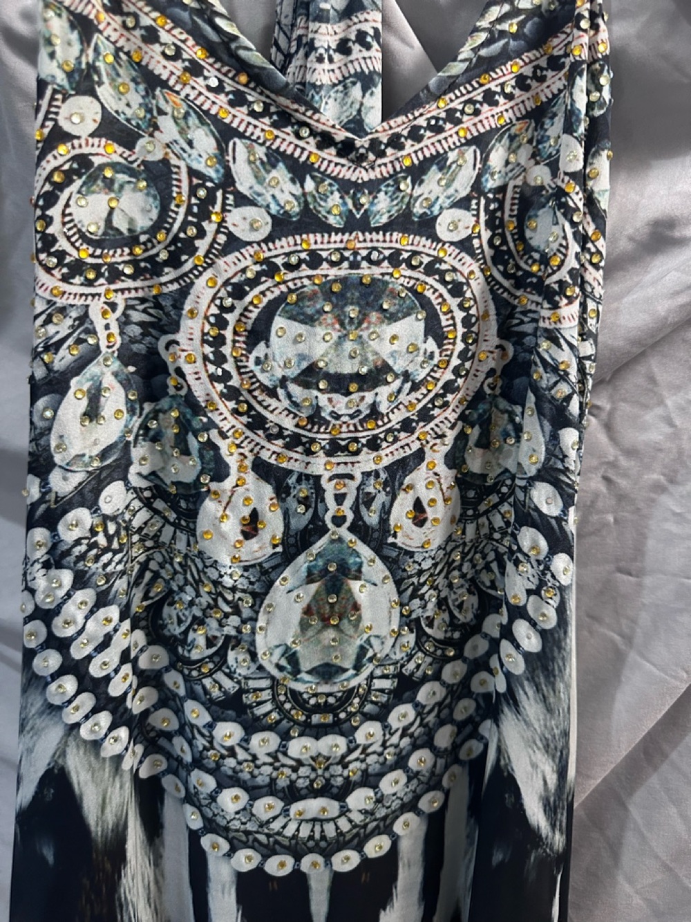 Camilla Black and Cream Beaded Racerback Maxi Dress with hidden pockets - Picture 4 of 7